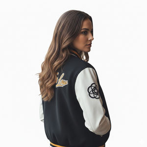 Veste varsity tendance respirante et ajustée, fabriquée en toile de laine de qualité supérieure, doublure élégante et confortable pour hommes - Product Image 5
