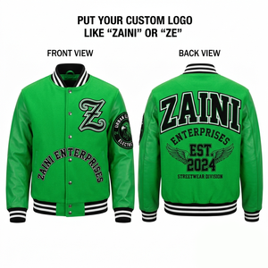 ZAINI Premium <b>Men</b> Varsity <b>Jacket</b> 390 GSM Cotton Blend Fleece Windproof Autumn Purple <b>White</b> Contrast Panels Custom Logo Chenille - Product Image 4