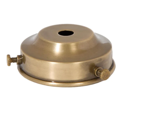 4 Inch Screw Brass Lamp Holder Shade Holder 4.25 O.D. 1.25 Tall Rolled Bottom Edge 7/16 Center Hole 1/8 <b>IP</b> Gold 3-Year Warranty - Product Image 3