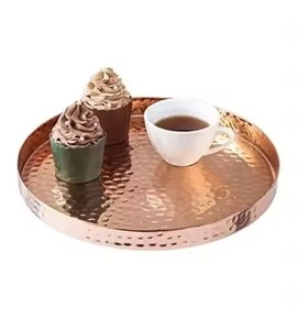 Premium <b>Copper</b> Serving Tray Elegant Handcrafted Dining Platter for Serving Food Tea Coffee Home Kitchen Hotel Restaurant <b>Table</b> - Product Image 2