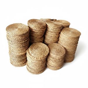 Set de table rond en jacinthe d'eau tressé à la main, naturel, écologique, résistant à la chaleur, pour la décoration de table, vente en gros - Product Image 1