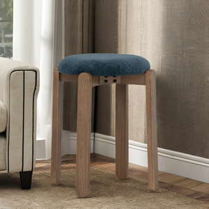 Mid-Century Modern Stackable Upholstered Comfortable <b>Stool</b> with Beech Wood Legs Dining <b>Stool</b> for Villa - Product Image 1