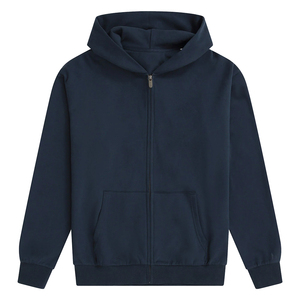 เสื้อฮู้ดดี้ผู้ชายสำหรับฤดูหนาว 330 GSM สีกรมท่า แขนยาว ซิปหน้า สไตล์ลำลอง ผ้าฟลีซ พิมพ์ลายได้ มีกระเป๋าเสื้อ ปรับแต่งได้ - Product Image 1
