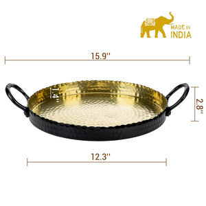 Bandeja Decorativa Redonda de Metal con Diseño Martillado para Servir, Bandeja de Metal Martillado para Mesa de Comedor, Cocina y Hogar - Product Image 3