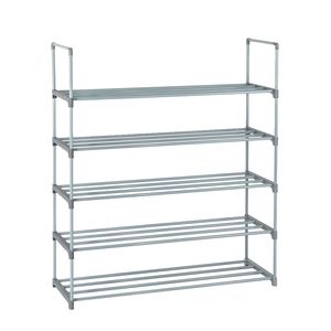 Scarpiera a 5 livelli grigia, scaffale salvaspazio per camera da letto, ingresso, corridoio, armadio - Design semplice per uso domestico - Product Image 1