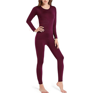 Conjuntos de Ropa Interior Térmica de Poliéster Tejido para Mujer, 2 Piezas, Invierno, Sin Costuras, Elástica, Cálida y Transpirable - Product Image 1