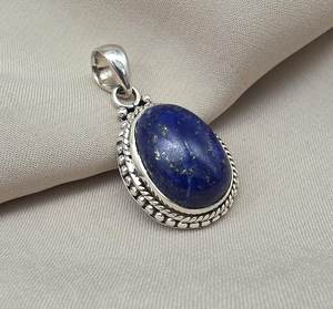 Pendentif Lapis Lazuli en argent Sterling 925, bijoux pour femmes, collier en pierres précieuses naturelles, cadeau élégant et minimaliste - Product Image 6