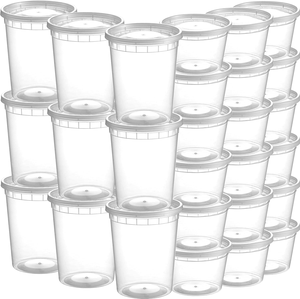 ฝาปิดกล่องเก็บอาหารดีไซน์ทันสมัย (48 ชุด) ขนาดควอร์ต 24-32 ออนซ์ และขนาดไพน์ท 24-16 ออนซ์  วัสดุพลาสติก ปิดสนิท ใช้สำหรับงานปาร์ตี้และใส่กลับบ้าน - Product Image 1