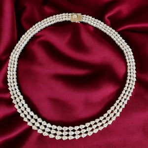 18K White Gold Multi Strand Pear Cut <b>Necklace</b> | Luxury 4 Layer Diamond Pendant <b>Necklace</b> | Elegant Full Diamond <b>Statement</b> Rhodium - Product Image 3