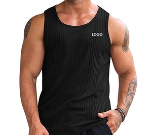 Ribbed Plus Size Men's Tank Top Sleeveless Cotton Workout <b>Vest</b> Fitness Gym Training Shirt - Product Image 6