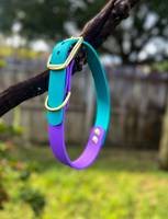 Nouveau design de colliers de luxe bicolores pour animaux de compagnie support personnalisé collier de chien en PVC étanche