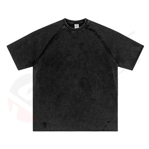 เสื้อยืดคอวีทรงปกติสำหรับผู้ชาย ผ้าคอตตอน 100% หนานุ่ม สไตล์สตรีทแวร์ ลุควินเทจฟอกสี ย้อมสีแบบ Garment Dyed ป้องกันการหดตัว - Product Image 2