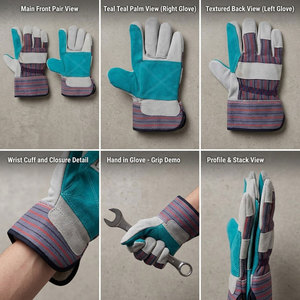 Hot Selling General Purpose Durable Cowhide Split Leather Working Gloves CE Certified Safety Cuff Thickness Palm Cotton <b>Fur</b> - Product Image 5