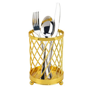 Support de Couverts de Luxe Doré Élégant pour Table – Organisateur d'Ustensiles Rond en Métal pour Table à Manger – Rangement de Cuisine pour Cuillères et Fourchettes - Product Image 3
