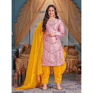 Robes de soirée magnifiques avec travail de moti, tenue de soirée, haut, dhoti, dupatta - Product Image 2