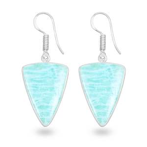 Natural Gemstone Silver Plated Jewelry for Women Party Handmade 2026 New Arrival <b>Cute</b> Amazonite Dangle Drop <b>Earrings</b> - Product Image 5
