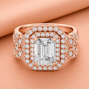Bague de luxe en diamant taille émeraude cultivé en laboratoire pour femme, plaqué or jaune/blanc/rose, rhodié, bijou de déclaration nuptial, cadeau - Product Image 2