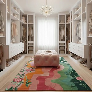Tapis moderne abstrait à motifs floraux, tapis tufté à la main, tapis ondulé coloré pour salon, tapis doux pour chambre à coucher, style de décoration contemporain - Product Image 2