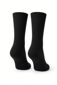 Chaussettes mi-mollet en coton peigné à côtes douces, avec revers à boutons-pression, confortables pour le quotidien et la ville, vente en gros (paire) - Product Image 3