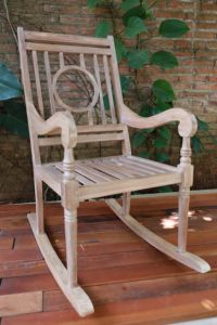 Fauteuil à bascule grand format en teck massif pour l'extérieur - Product Image 5