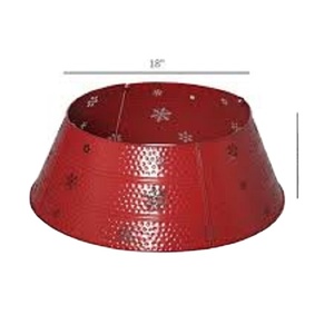 Nouvel an fête de noël 2024 collier d'arbre rouge en métal martelé arbre de noël Base collier arbre Base couverture assemblage pour la maison - Product Image 1