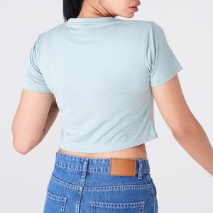 เสื้อครอปท็อปผู้หญิงสำหรับฤดูร้อน ทรงหลวม สกรีนลายได้ตามต้องการ ระบายอากาศดี สวมใส่สบาย คอกลม แขนสั้น ผ้าฝ้าย 100% คุณภาพสูง - Product Image 2