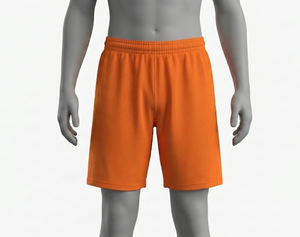Men's Orange Mesh Polyester Shorts Elastic Waist Regular Fit Breathable Quick Dry Solid Color Summer Soccer Athletic Wear - Product Image 1