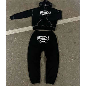 Conjunto de ropa de moda hip-hop para hombre, estilo punk americano Y2K, suéteres y pantalones deportivos bordados, estilo gótico Harajuku - Product Image 4
