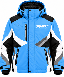 Veste de ski imperméable coupe-vent bleu noir blanc, parka d'hiver pour activités de plein air, manteau de sport de neige à capuche avec logo pour homme - Product Image 5