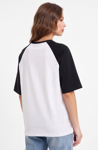Casual Short Sleeve Raglan Oversize T-Shirt <b>Women's</b> Crew Neck Loose Fit Plus Size Cotton Jersey Tee <b>Top</b> with Logo - Product Image 4