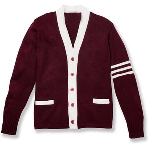 Breathable Aesthetic <b>V</b>-<b>Neck</b> Cardigan <b>Men</b>’s Contrast Stripe Varsity Knitted <b>Sweater</b> for Euro-American Style - Product Image 1