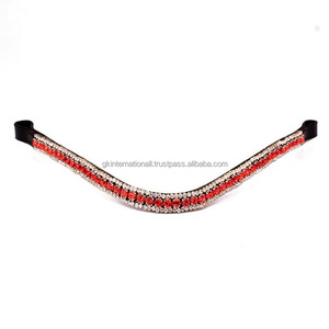 Pulsera lujosa de cuero genuino para mujer, brazalete de 3 filas, cristales transparentes, brillantes, con cadena brillante, color negro, para cejas de caballo, disponible en todas las tallas - Product Image 1