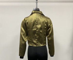 Women's Cow <b>Suede</b> Woven Cropped <b>Biker</b> <b>Jacket</b> Turn-Down Collar Short Lightweight Autumn Outerwear Long Sleeve - Product Image 2
