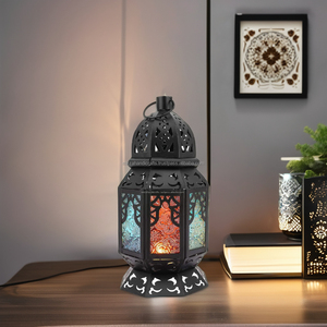 Lámpara colgante de hierro forjado para decoración del hogar, candelabro de hierro forjado marroquí con soporte decorativo para lámpara de viento - Product Image 4