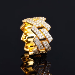 Moissanite Diamond Men's & Women's Cuban <b>Ring</b> Hip Hop Style Bling Design 925 Sterling Silver Wedding <b>Iced</b> Out Unisex Jewelry - Product Image 3