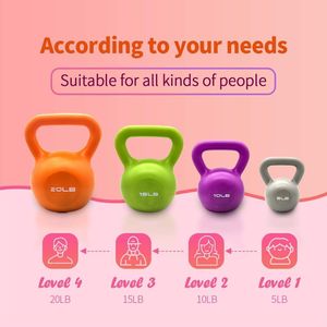 Set de Kettlebells Recubiertos de Vinilo de 10 lb para Mujeres, Entrenamiento de Fuerza en Casa, Pesas para Ejercicio en Casa - Product Image 3