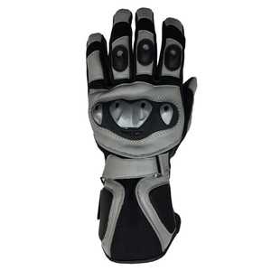 Guantes Deportivos de Motocicleta de Cuero, Largos hasta la Muñeca, Transpirables, Lisos, con Pantalla Táctil, Ecológicos, para las Cuatro Estaciones, con Forro de Piel, Negros y Grises - Product Image 1