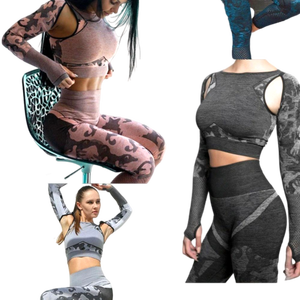 Ensemble de survêtement de yoga haut Leggings pour femmes grand survêtement personnalisé ensemble de 2 pièces sans couture femmes Fitness vêtements survêtement - Product Image 1