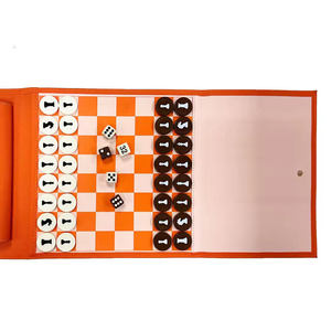 Customized Logo and Color Portable Travel Chess <b>Set</b> Leather Foaldable <b>Backgammon</b> Board with Checker Pieces - Product Image 5