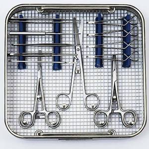 Panier de stérilisation de qualité médicale en treillis métallique avec supports en silicone bleu pour l'utilisation d'instruments en clinique et à l'hôpital - Product Image 5