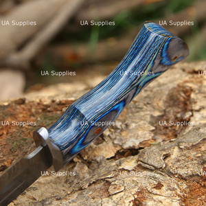 Couteau de chasse à lame fixe en acier Damas de haute qualité, forgé à la main, ultra-affûté, avec manche en bois Pakka, personnalisable OEM ODM - Product Image 3