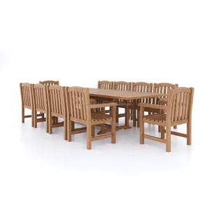 Contemporary Wooden Rectangular Dining Set for Outdoor Use Modern <b>Tables</b> <b>Chairs</b> for Restaurants Villas Parks for Coffee Shops - Product Image 1