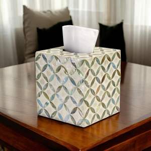 Artisan handcrafted bone inlay resin <b>tissue</b> <b>box</b> for luxury home decor bathroom living room tabletop organization - Product Image 4