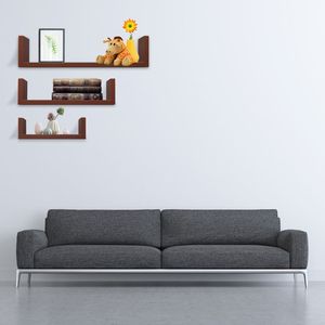 Set di 3 mensole galleggianti marroni per libreria, mensole da parete, portaoggetti, decorazioni per la casa RT - Product Image 2