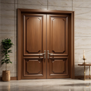 Puerta Principal de Madera Sólida con Panel Curvo y Diseño de Molduras Modernas GA-54S - Product Image 4