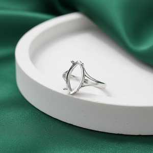 Wholesale 925 Sterling Silver Marquise Shape Prongs Mounting <b>Split</b> Shank Bezel Semi Mount <b>Ring</b> Setting for DIY Keepsake Jewelry - Product Image 4