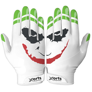Guantes de Fútbol Americano Ligeros Personalizados para Receptor, Blancos, Rojos y Verdes, con Estampado de Payaso HAHA, Cierre de Velcro de Silicona, Antideslizantes para Exteriores - Product Image 4