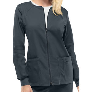 Blouse médicale premium pour femme, à fermeture éclair intégrale, manches longues, avec poches, uniforme d'infirmière, tenue de travail pour hôpital dentaire, coupe ajustée - Product Image 4