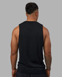 Men's Solid <b>Black</b> <b>Knitted</b> O-Neck <b>Tank</b> <b>Top</b> Casual Wear - Product Image 2