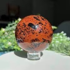 Wholesale Dynamic <b>Crystal</b> Natural Red Obsidian <b>Crystal</b> Ball Quality Semi-Precious Stone Craft Carved Gemstone Home Decoration - Product Image 3